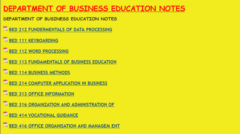 DEPARTMENT OF BUSINESS EDUCATION NOTES - KENYA