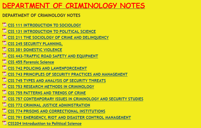 DEPARTMENT OF CRIMINOLOGY NOTES - KENYA