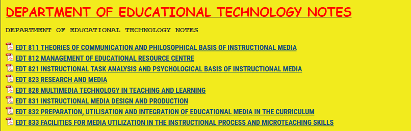 DEPARTMENT OF EDUCATIONAL TECHNOLOGY NOTES - KENYA