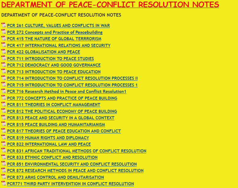 DEPARTMENT OF PEACE-CONFLICT RESOLUTION NOTES - KENYA