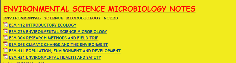 ENVIRONMENTAL SCIENCE MICROBIOLOGY NOTES - KENYA