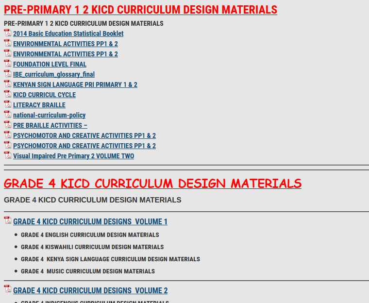 PRE-PRIMARY 1 2 KICD CURRICULUM DESIGN MATERIALS - KENYA